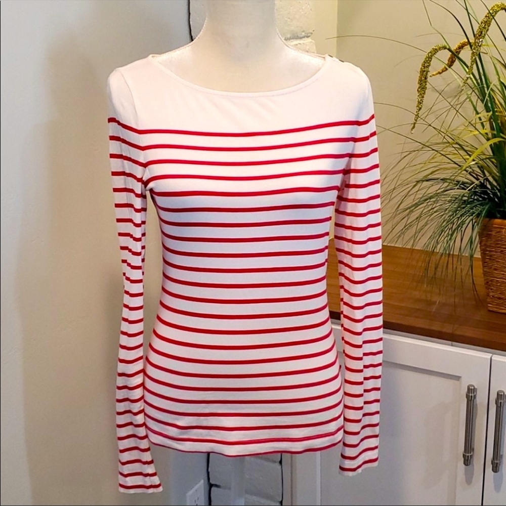 H&M Red & White Striped Long Sleeve top, Size Small